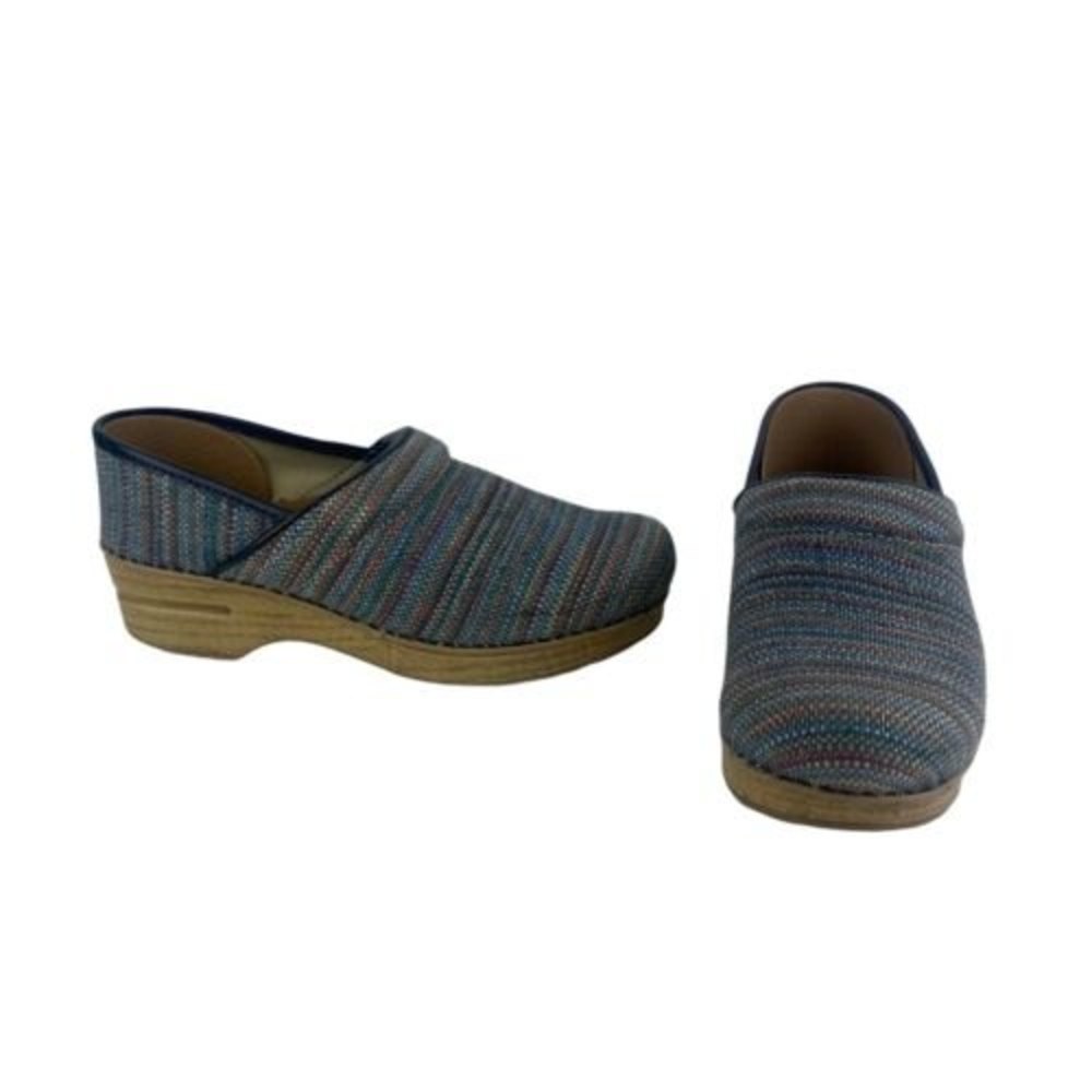 Dansko Clogs Woven Multicolor Fabric Sz EU 39 US 8.5/9 Leather Insole